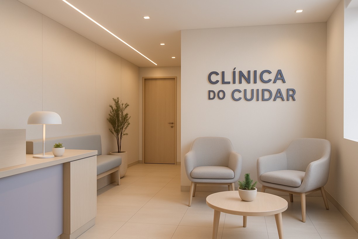 Clínica moderna com ambiente acolhedor